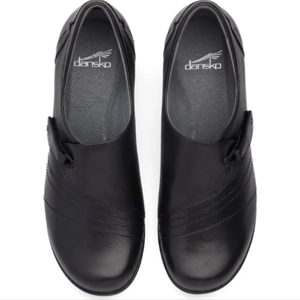 Dansko Franny Loafer Clog Black Milled Napa Low Heel Leather Slip On- 40/9.5-10